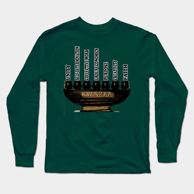 Kwanzaa Kinara Black Long Sleeve T-Shirt by IronLung Designs